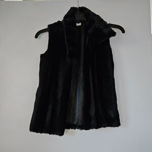 PINC PREMIUM Faux Fur Mink Girls Black Vest Size 10-12